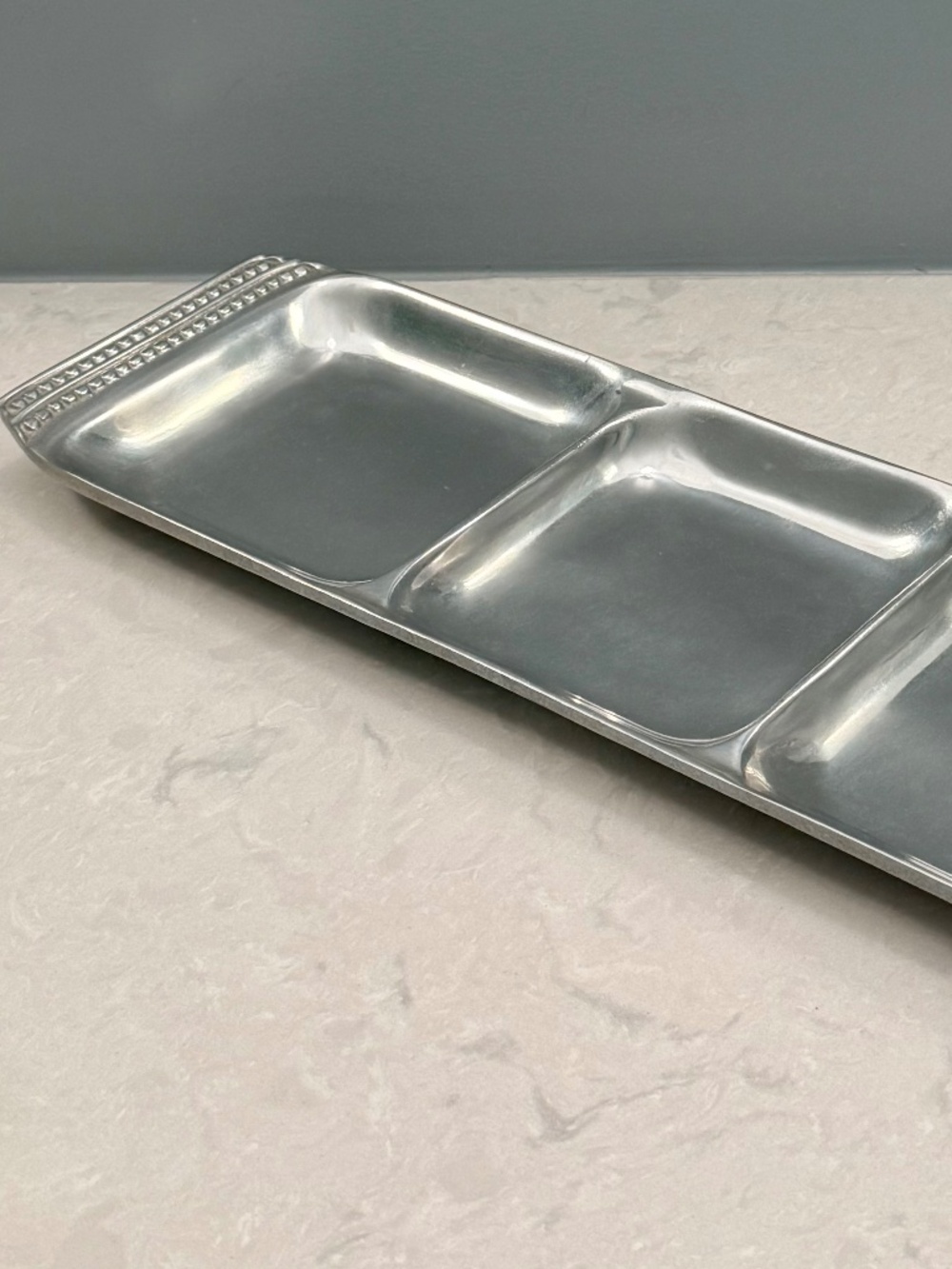 Wilton Armetale 20" 3 Part Rectangular Tray Divided Silver Metal Serving Cooking